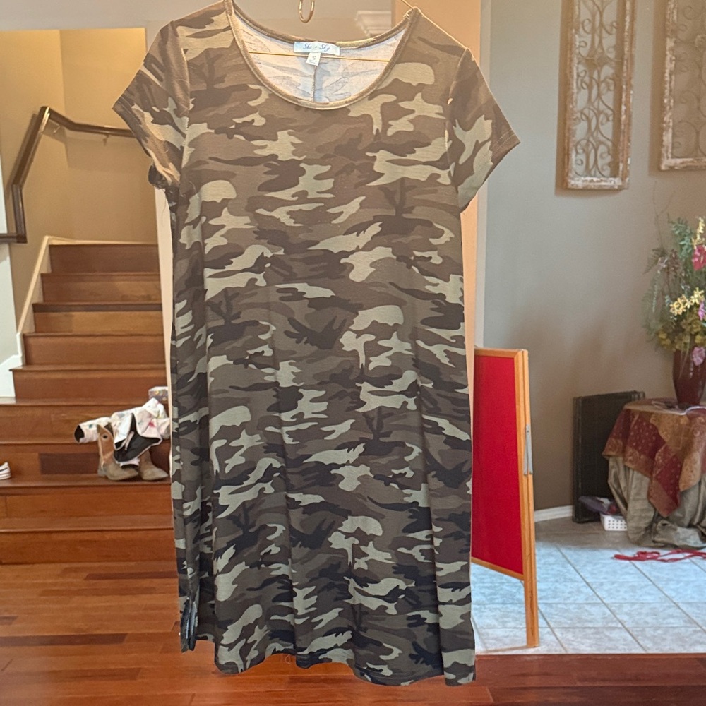 She + Sky Camo Print Dress